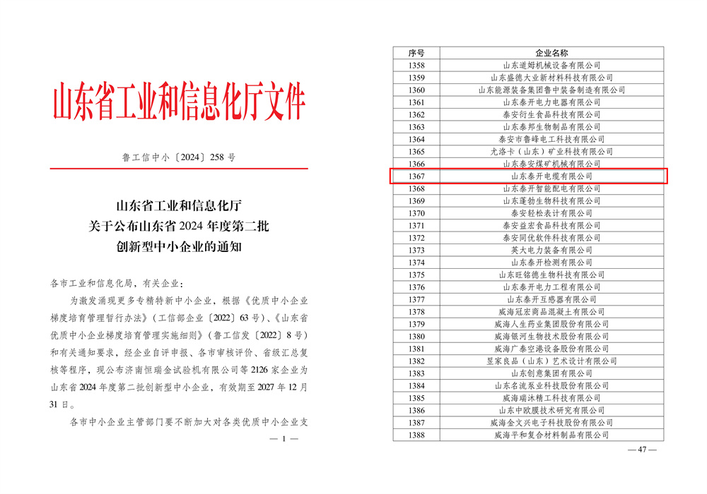 山東省創新型中小企業